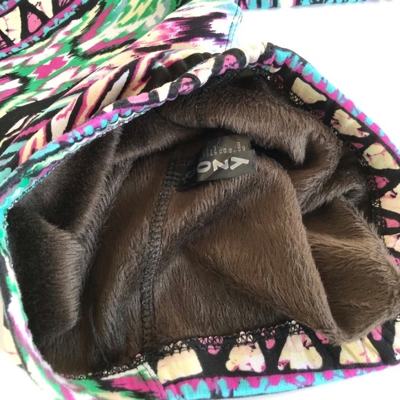 Yellow Abstract Image Fleece Lined Fitted Leggings Juniors Small - Picture 3 of 6